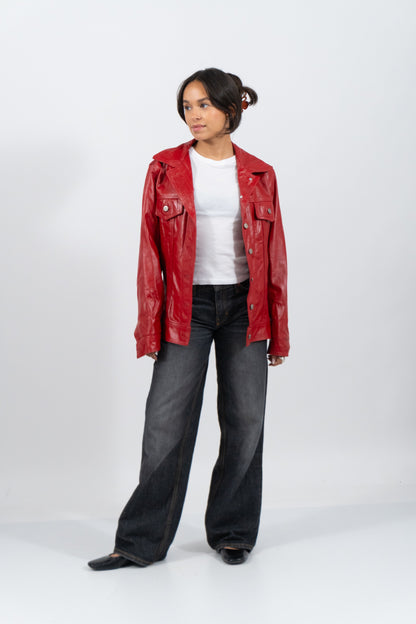 Red Eyecatching Leather Jacket