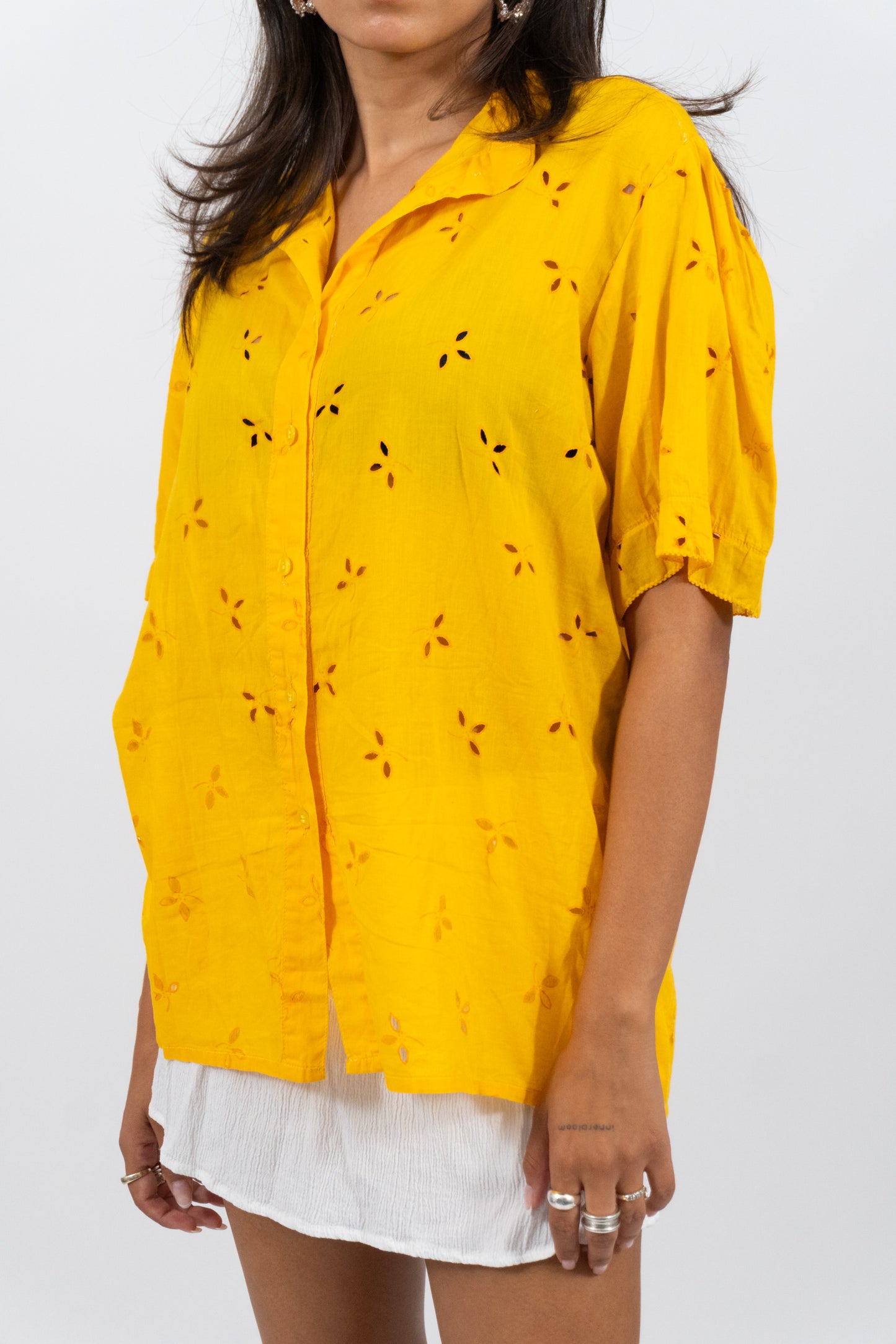 Sommerliche Vintage Bluse Mit Lochmuster