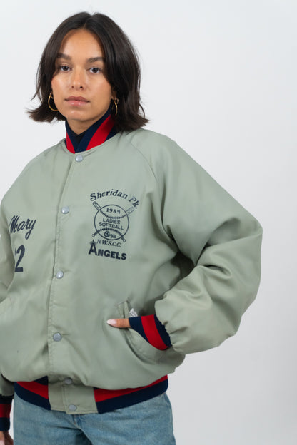 Mintgrüne Softball Bomberjacke