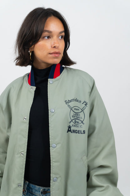 Mintgrüne Softball Bomberjacke