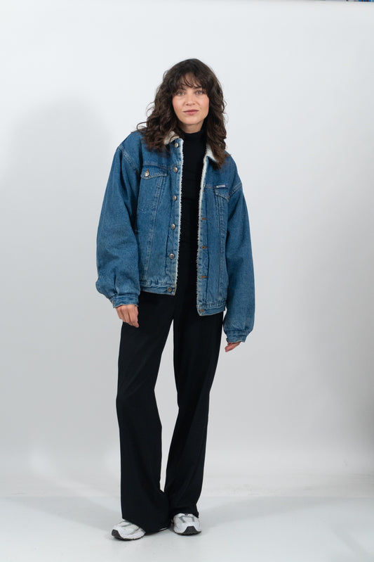 Oversized Gefütterte Jeansjacke