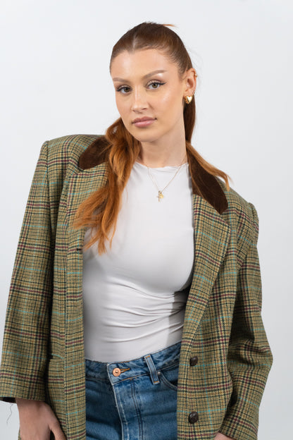 Karierter Herbst Blazer Mit Wollanteil