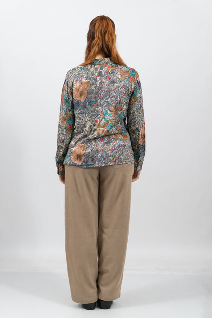 Vintage Bluse Im Paisley Muster - Seide