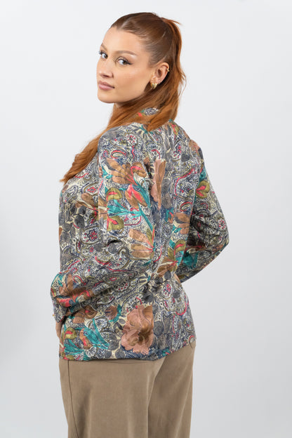 Vintage Bluse Im Paisley Muster - Seide