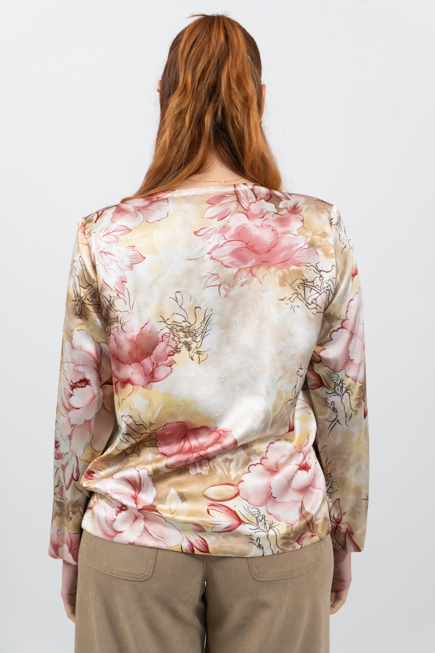 Elegante Bluse Mit Antiken Floralen Muster