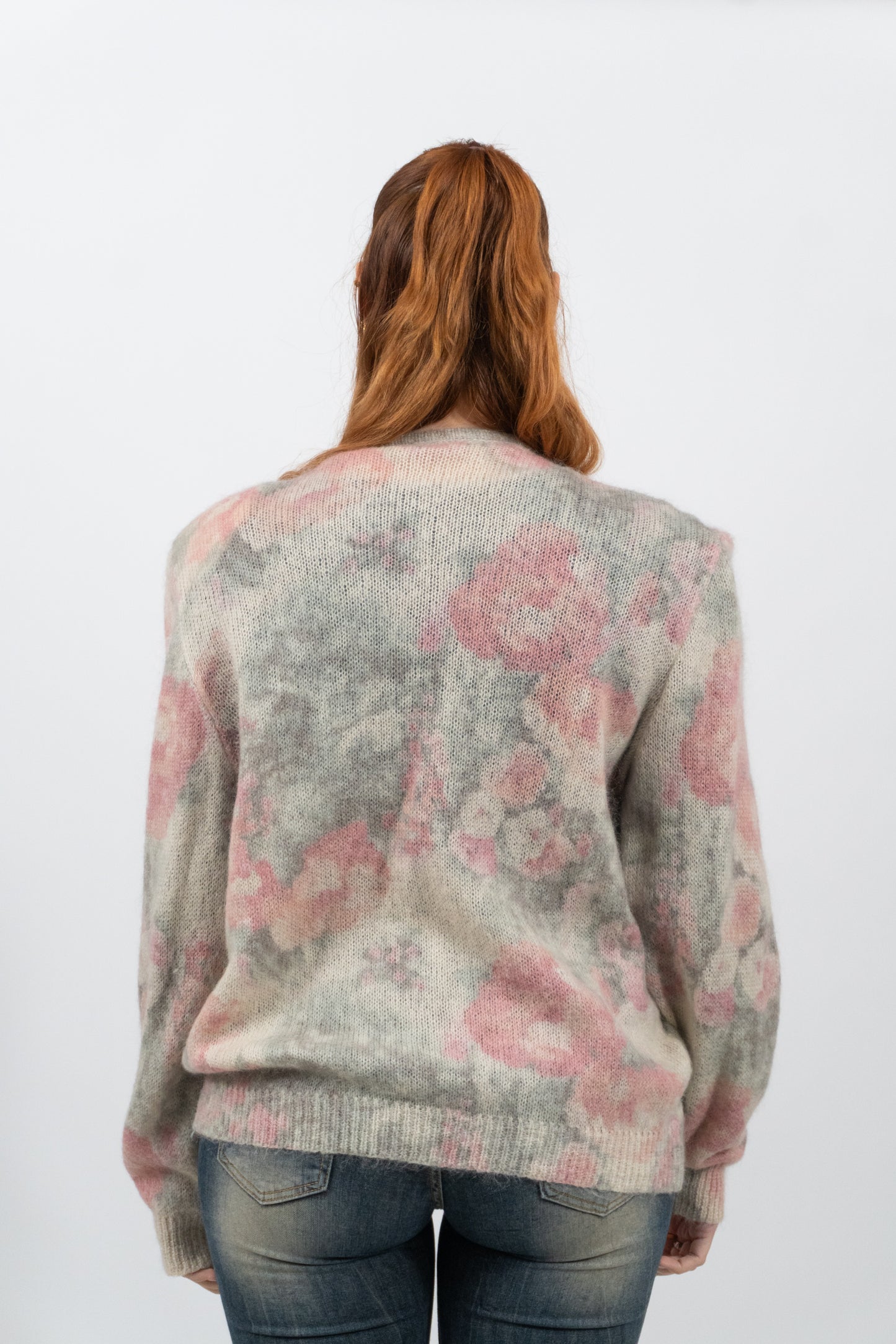 Mohair-Strickjacke Mit Floralem Muster