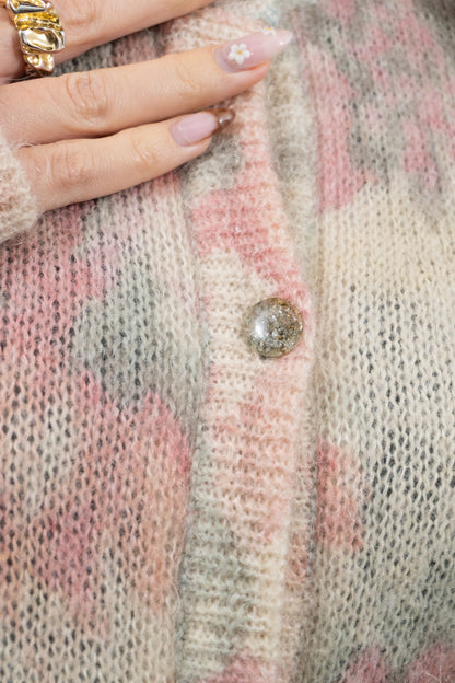 Mohair-Strickjacke Mit Floralem Muster