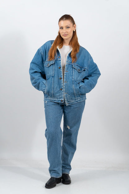 Warme Oversized Jeansjacke Im Retro-Stil