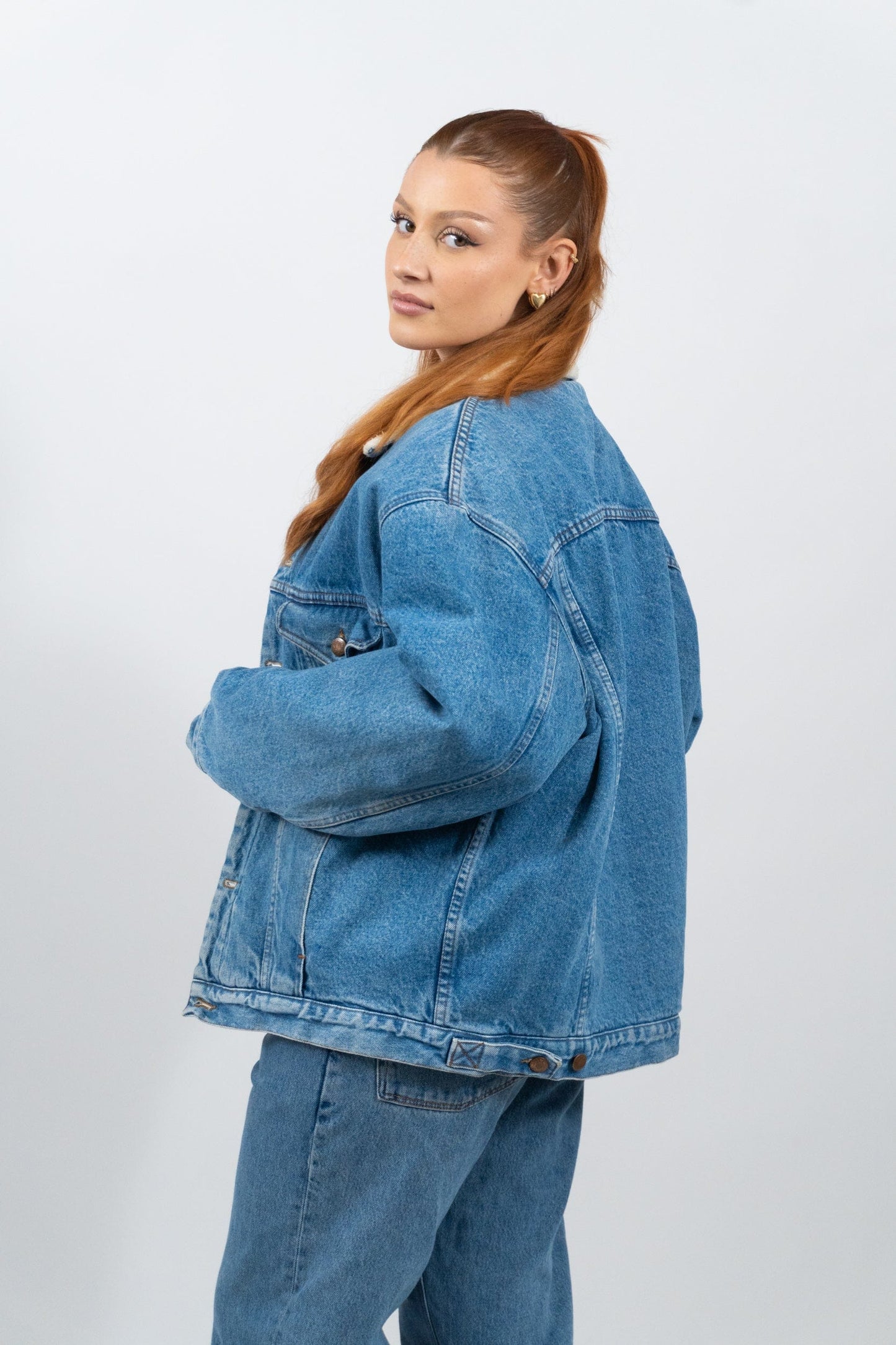 Warme Oversized Jeansjacke Im Retro-Stil