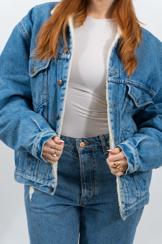 Warme Oversized Jeansjacke Im Retro-Stil