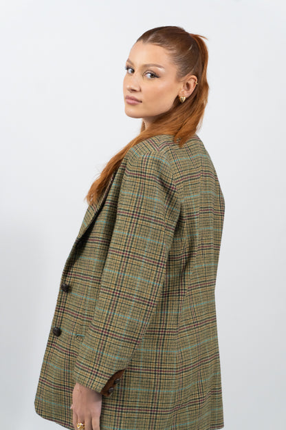 Karierter Herbst Blazer Mit Wollanteil