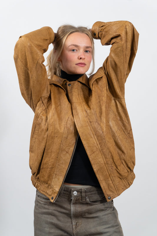 RARE FIND: Perfekte Bomber Lederjacke mit special Optik