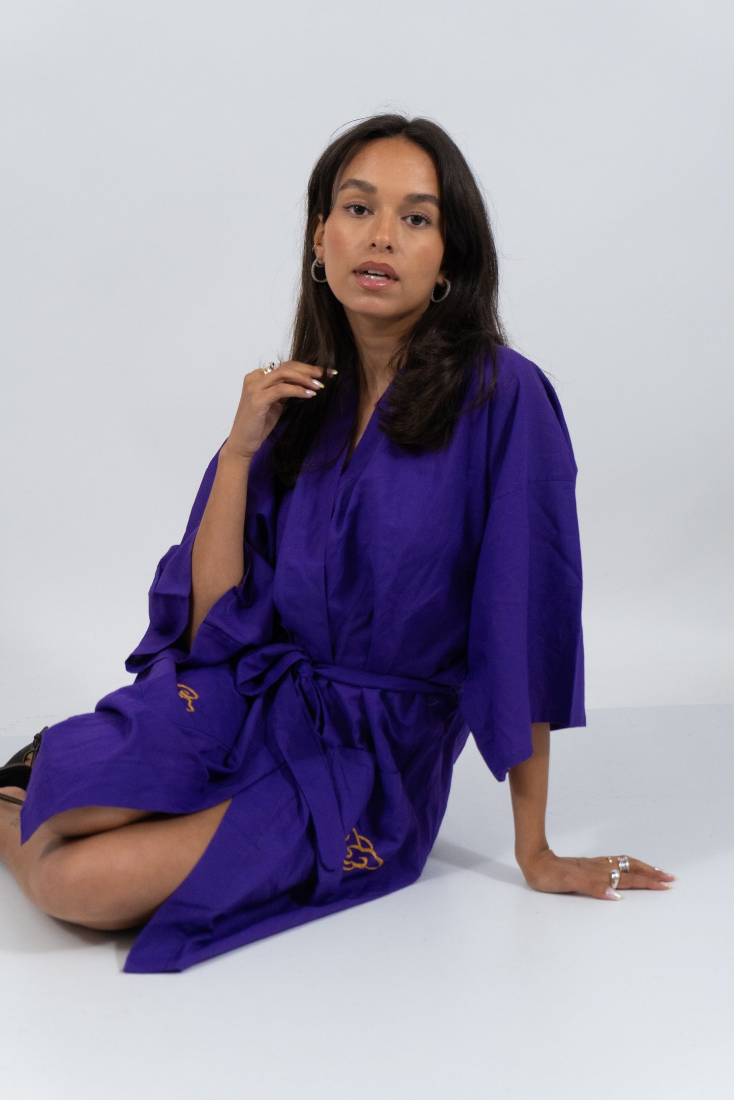 Purple Morning Robe With Embroidery