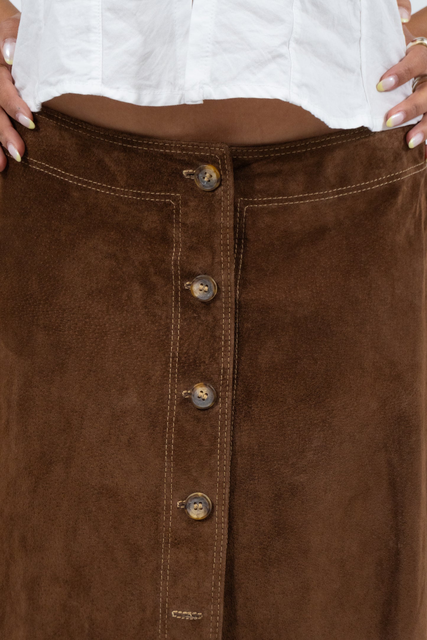 Cute Leather Skirt With Buttons