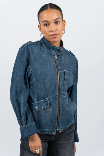 Y2K Denim Jacket With Zip