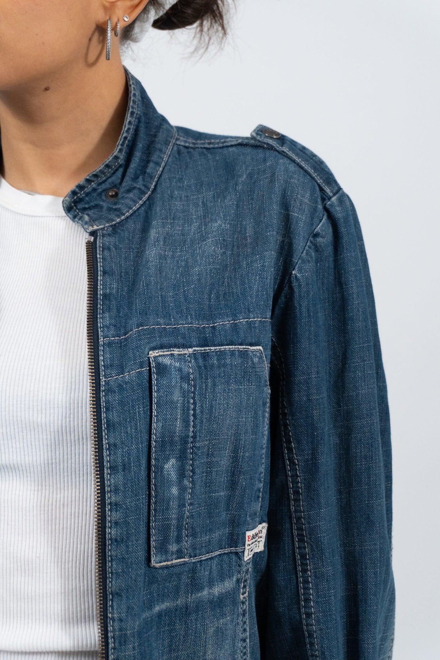 Y2K Denim Jacket With Zip