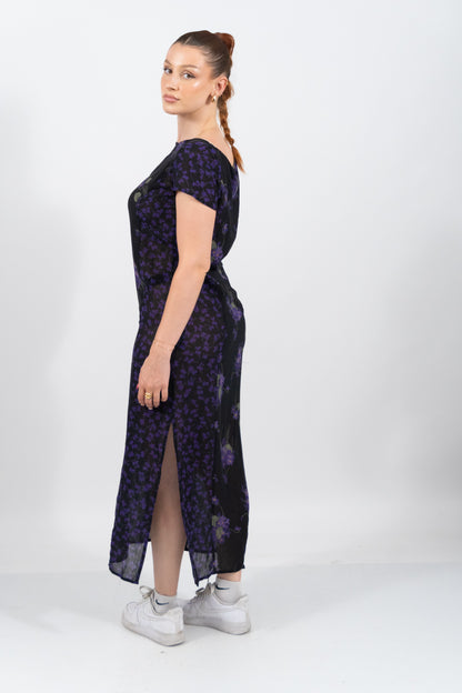 Schönes Schwarzes Maxi Kleid Mit Blumen Print