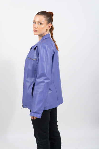 Lederjacke Mit Zip In Einzigartigem Lila