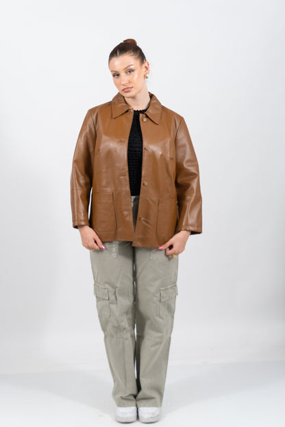 Cognac Vintage Lederjacke