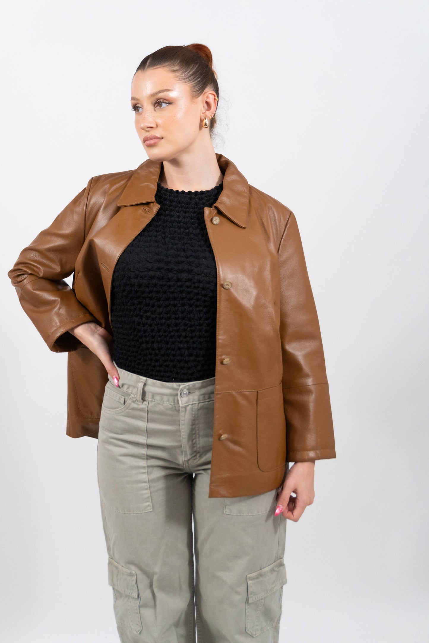 Cognac Vintage Lederjacke