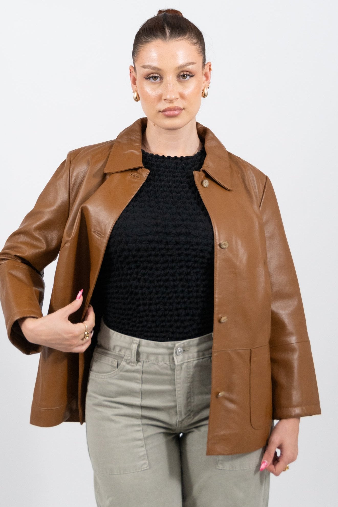 Cognac Vintage Lederjacke