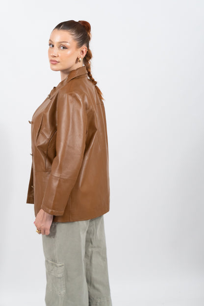 Cognac Vintage Lederjacke