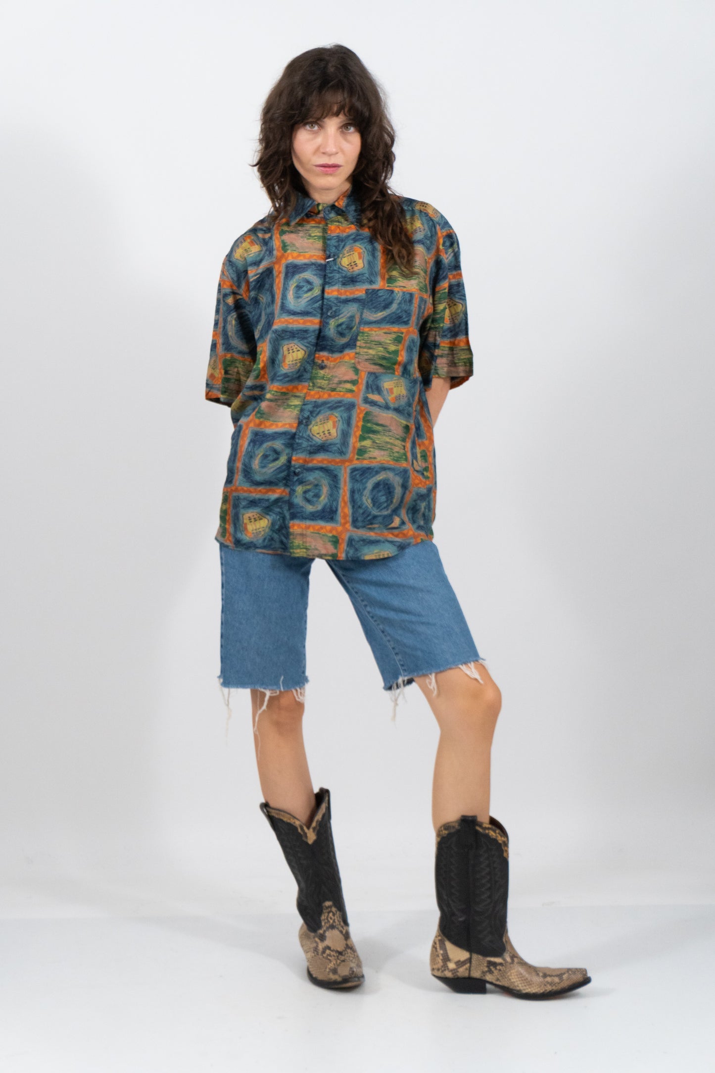 Oversize Seidenhemd Mit Crazy Muster