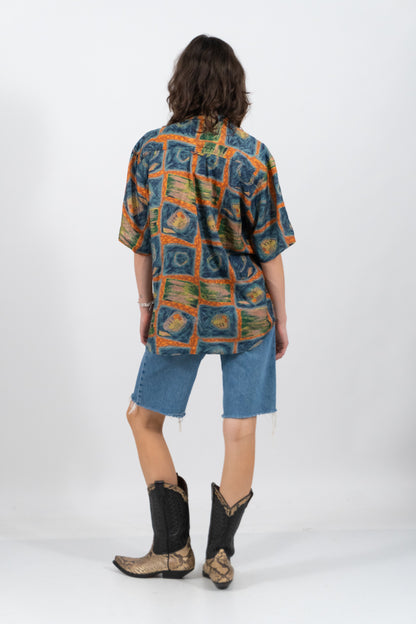 Oversize Seidenhemd Mit Crazy Muster